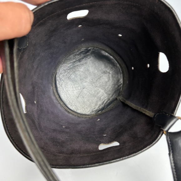 Hermes Mangeoire Bag Tote Black Box Calf Leather Feed Bucket Bag Vintage 60s - Picture 9 of 14